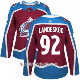 Dame Ishockey Colorado Avalanche Tröja Gabriel Landeskog 92 Adidas 2017-2018 Burgundy Röd Authentic